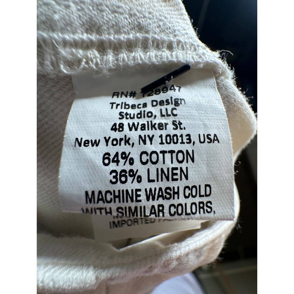 Nili Lotan 8 Slouchy LINEN Luna Pants Drop Crotch Cropped Cotton Eggshell White - Picture 9 of 9